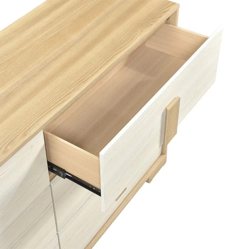 City Avenue Two-Tone Contemporary 6-Drawer Dresser with Natural Wood Grain Finish