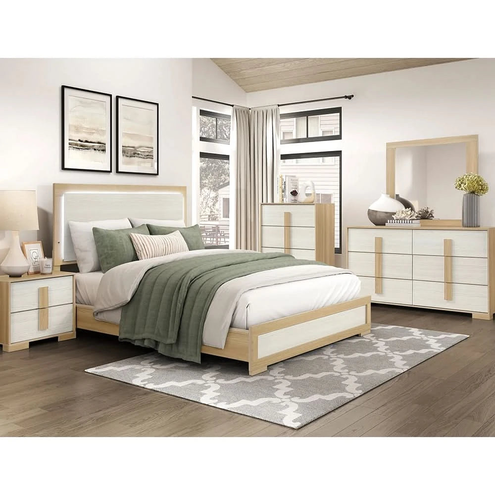 City Avenue Two-Tone Contemporary 6-Drawer Dresser with Natural Wood Grain Finish
