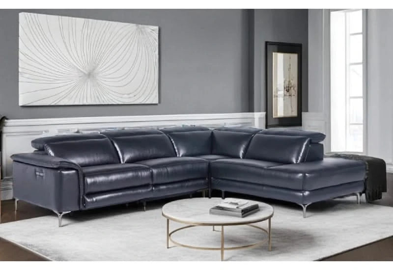 Cosmic Berry  Contemporary Leather 4 PC Sectional with Power Headrest