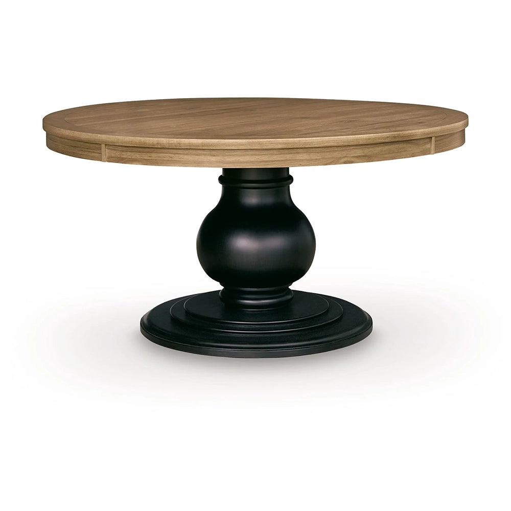 Country Living Natural Brown 5-Piece Round Dining Set with Upholstered Chairs