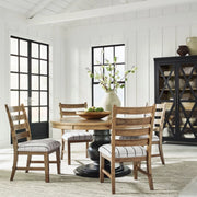 Country Living Natural Brown 5-Piece Round Dining Set with Upholstered Chairs