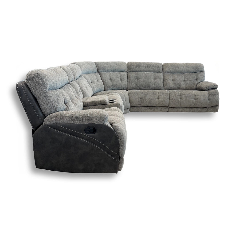 Cowboy Granite Contemporary 6-Piece Manual Reclining Sectional with Storage Console and Cupholders