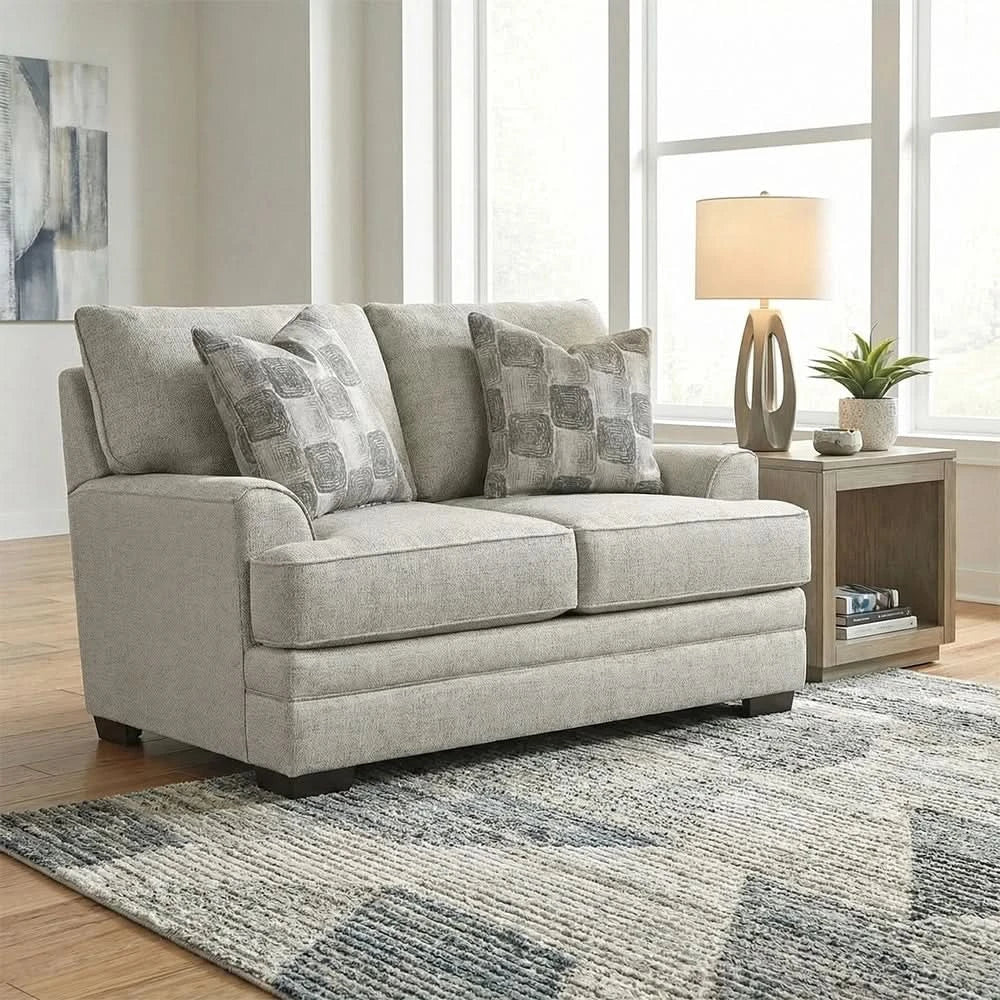 Room Package - Crosby Dove Contemporary Sofa and Loveseat Living Room Package with Coffee Table Set & Rug