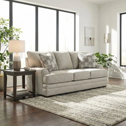 Crosby Dove Contemporary Queen Sofa Sleeper with Track Arms and Accent Pillows
