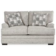 Crosby Dove Contemporary Loveseat with Track Arms and Accent Pillows
