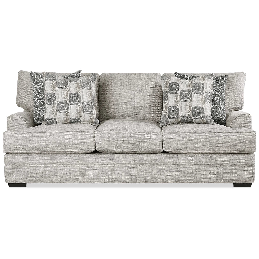 Crosby Dove Contemporary Queen Sofa Sleeper with Track Arms and Accent Pillows