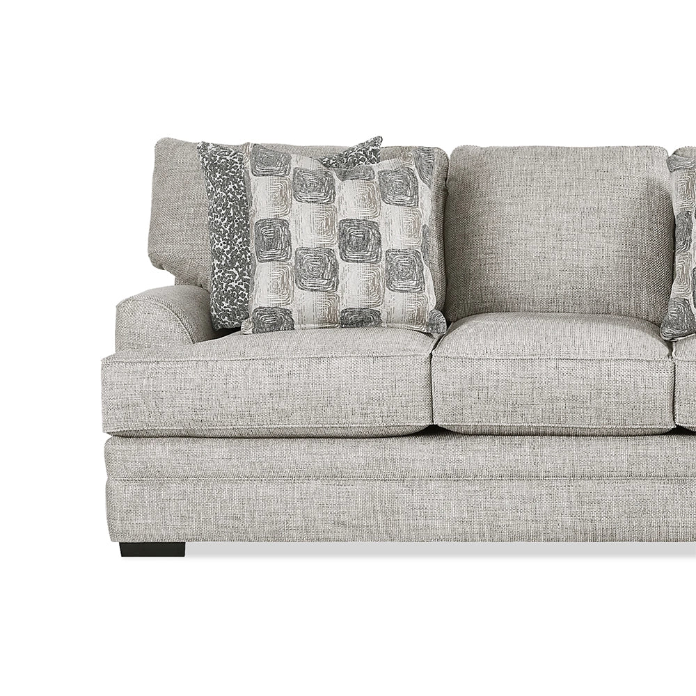 Crosby Dove Contemporary Queen Sofa Sleeper with Track Arms and Accent Pillows