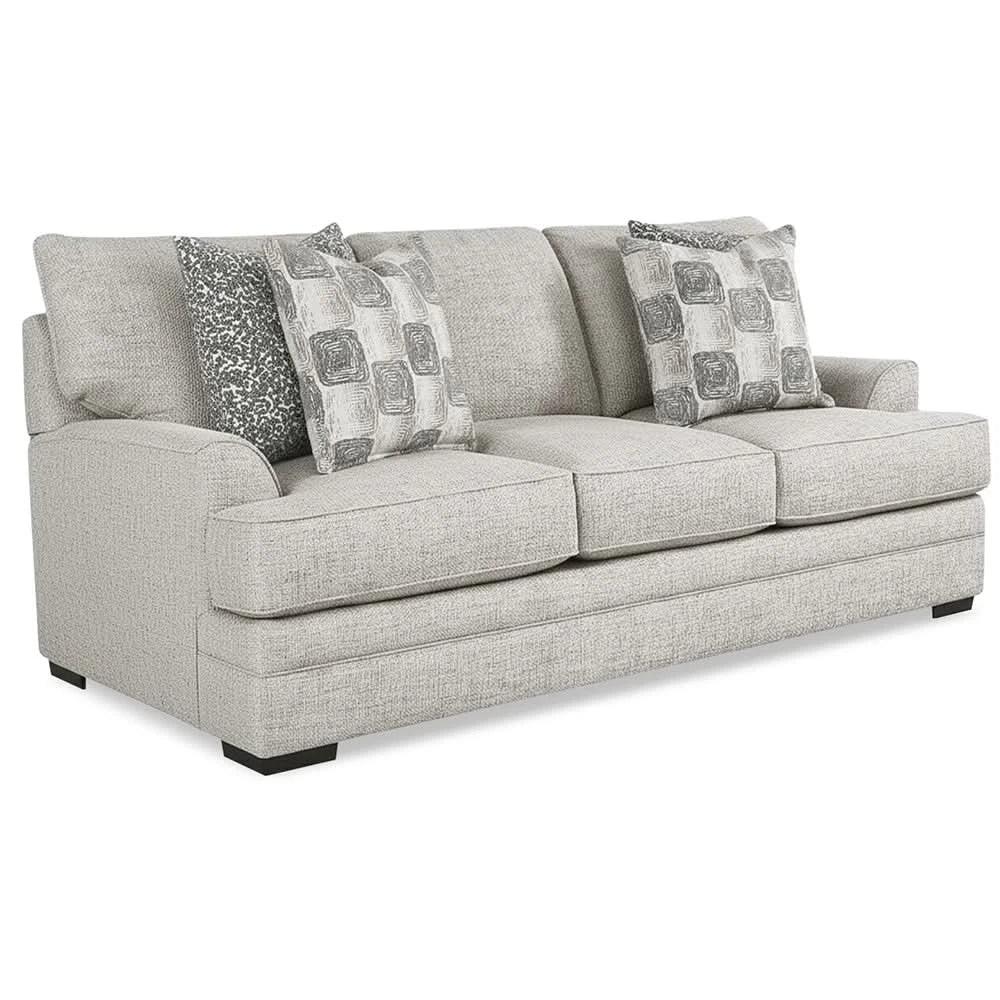 Crosby Dove Contemporary Sofa with Track Arms and Accent Pillows