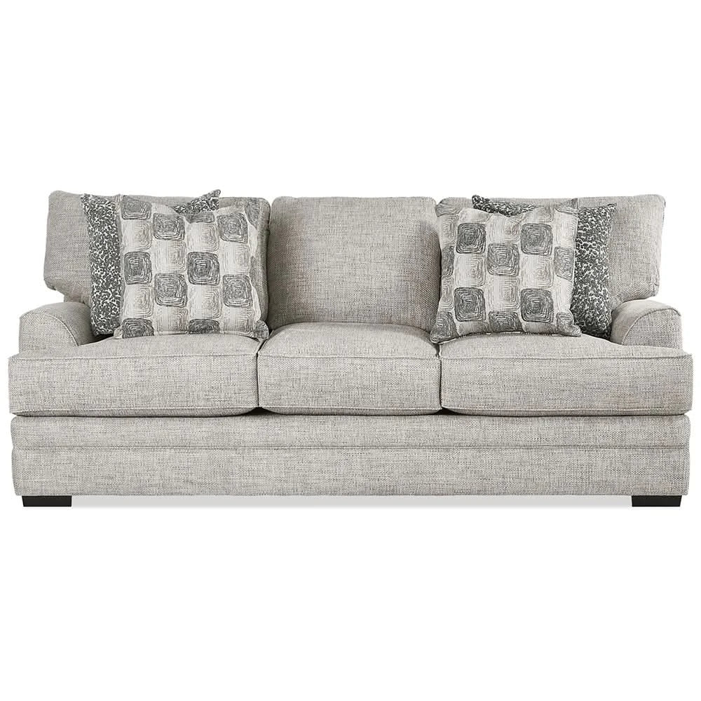 Crosby Dove Contemporary Sofa with Track Arms and Accent Pillows