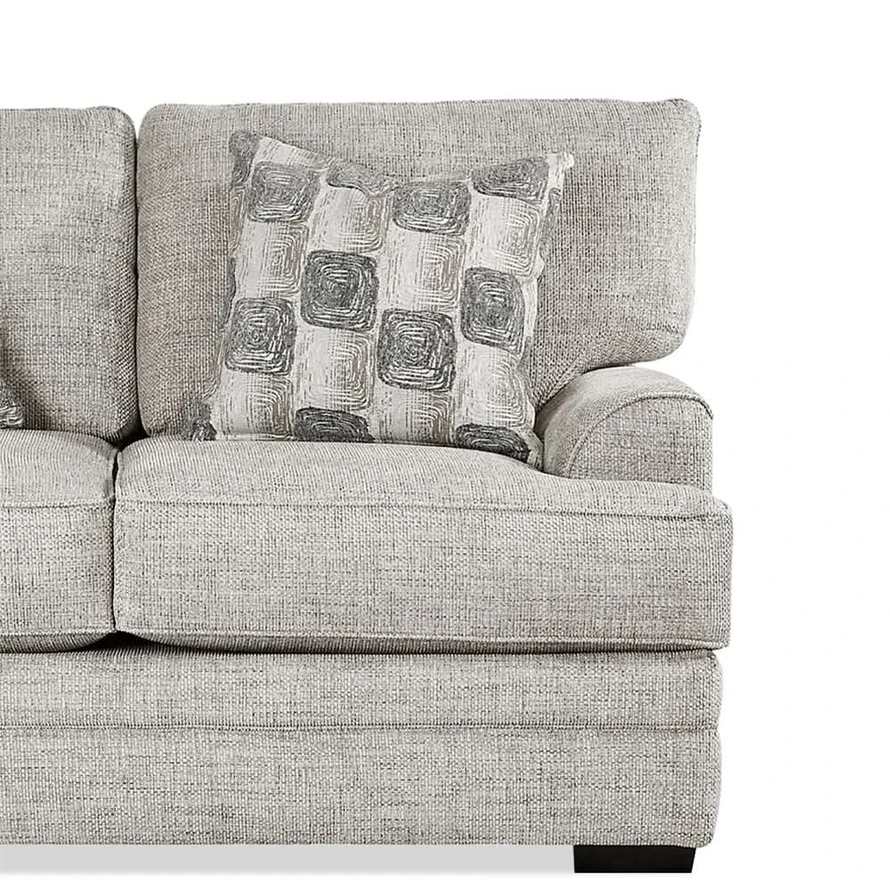 Crosby Dove Contemporary Sofa with Track Arms and Accent Pillows