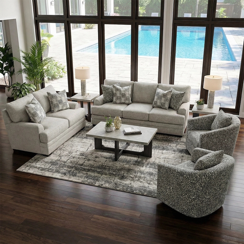 Crosby Dove Sofa and Loveseat