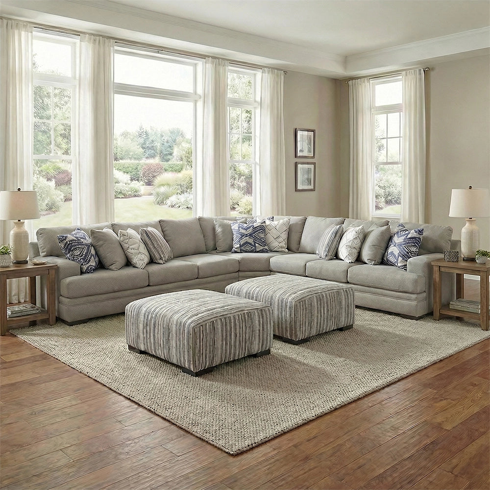 Lonestar Grey Contemporary 3-Piece Sectional with Plush Cushions