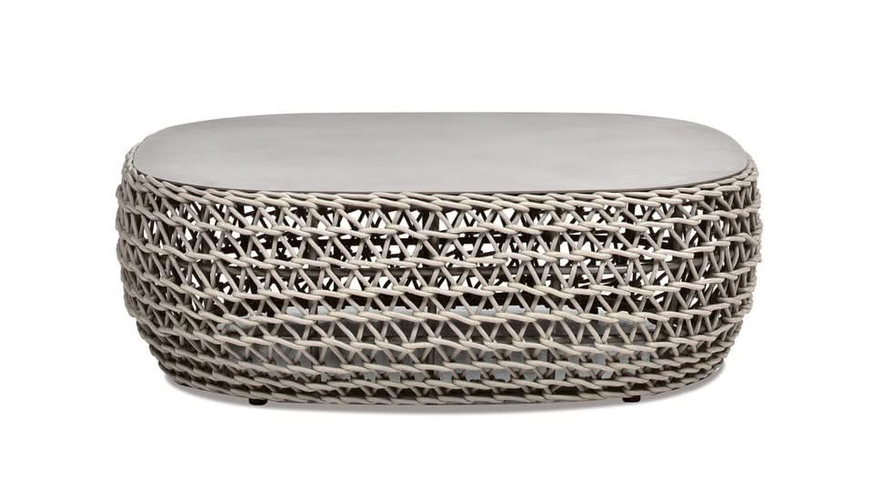 Willow - Oval Woven Patio Coffee Table, Wicker Frame
