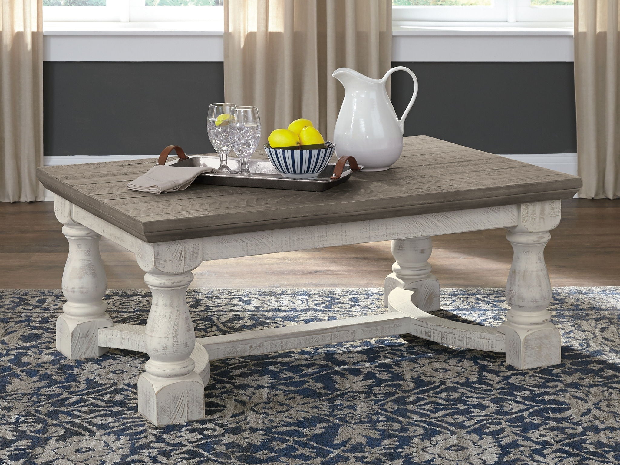 Havalance - Rectangular Cocktail Table - Gray / White