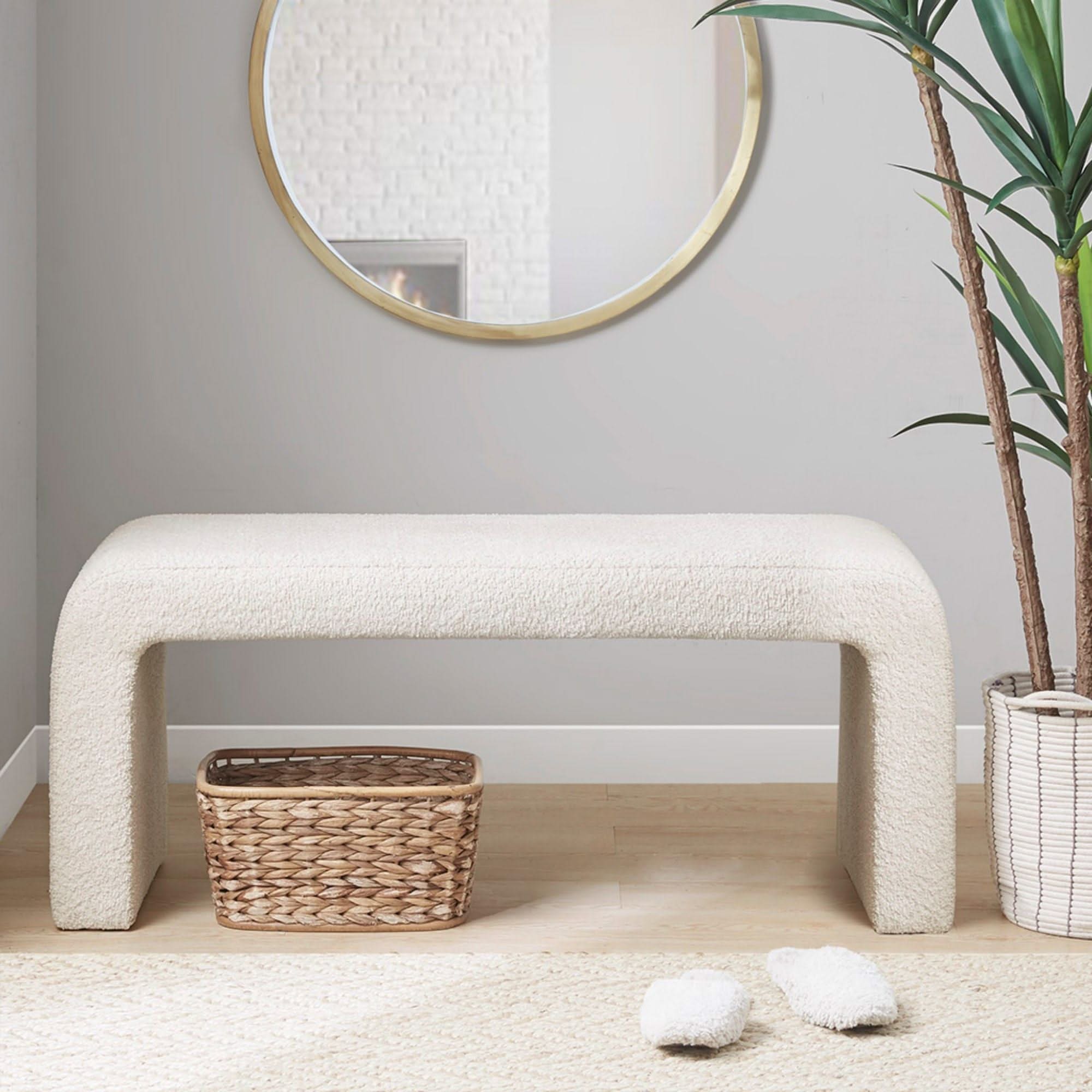 Modern Contemporary Boucle Waterfall Bench