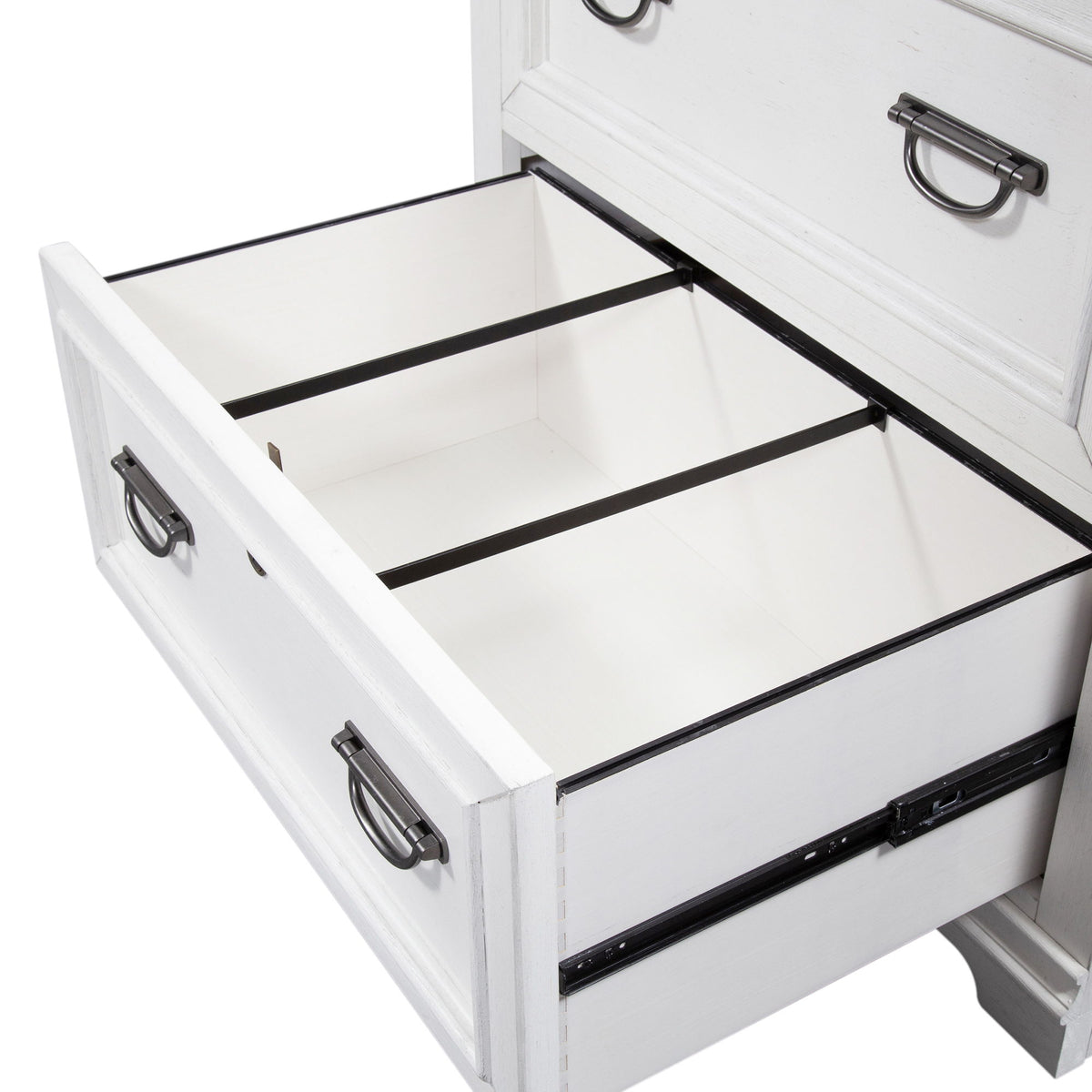 Allyson Park - Bunching Lateral File Cabinet - Wirebrushed White / Charcoal