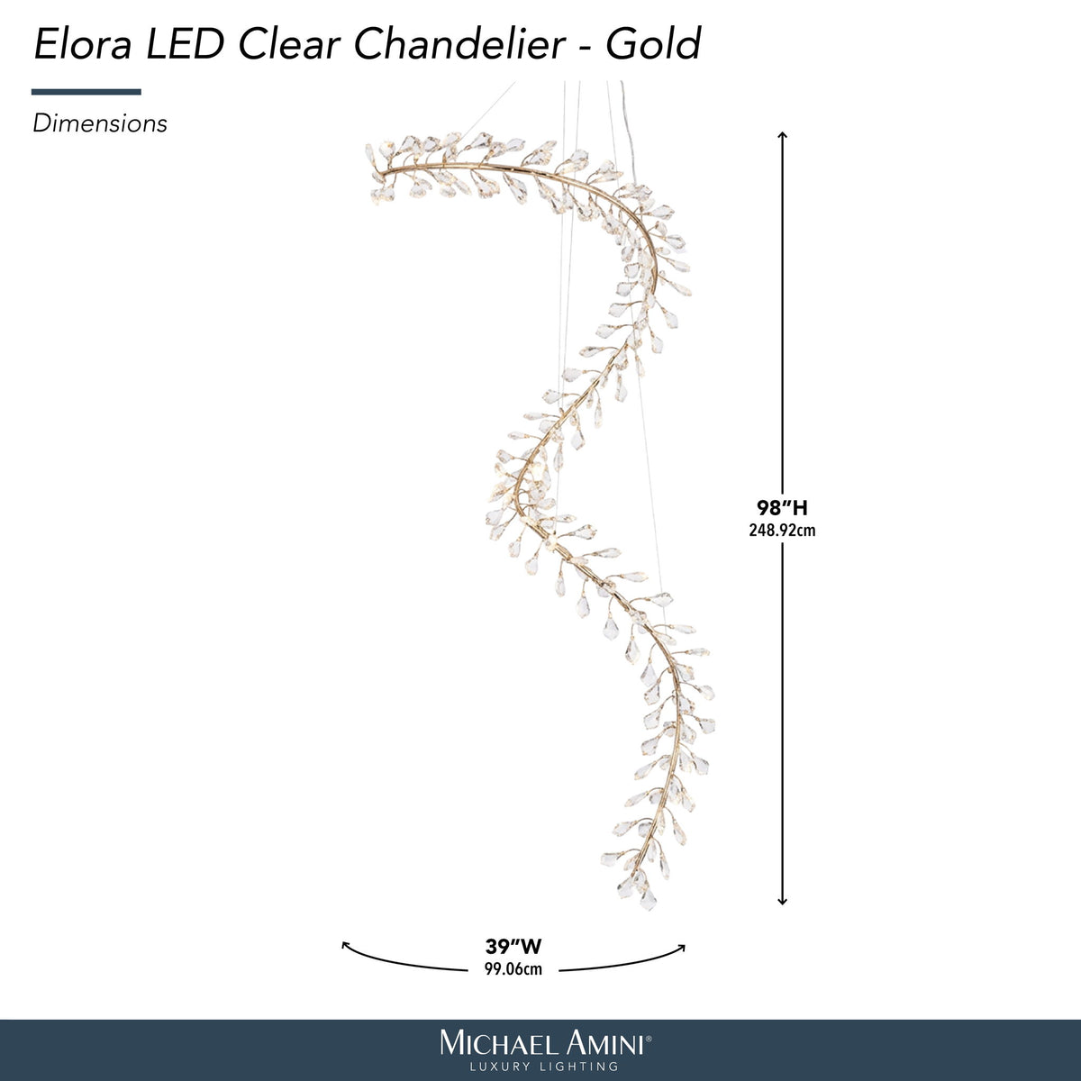 Michael Amini Lighting - Elora 98" LED Crystal Chandelier - Gold