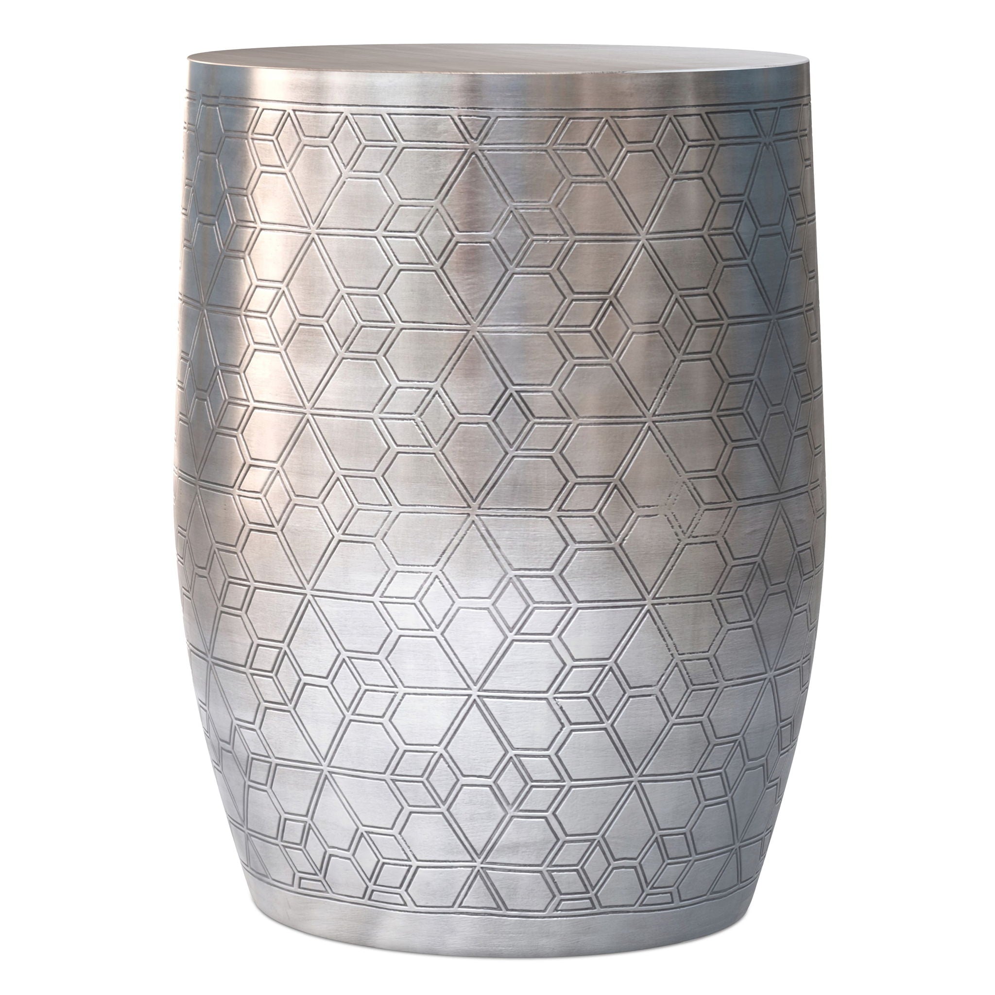 Johnsen - Geometric Pattern Accent Table - Antique Silver
