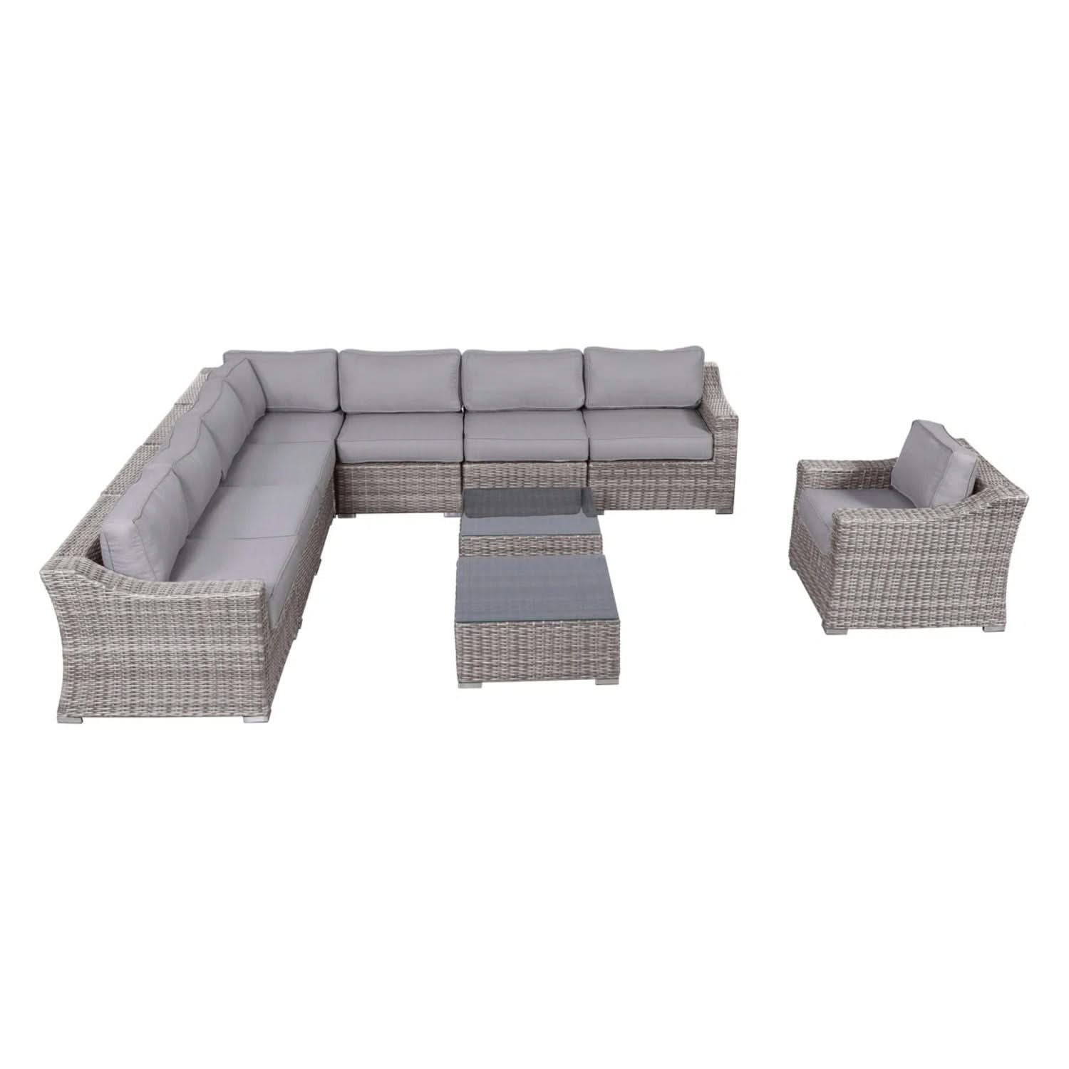 Outdoor Wicker Conversation Set With Cushions, All Weather