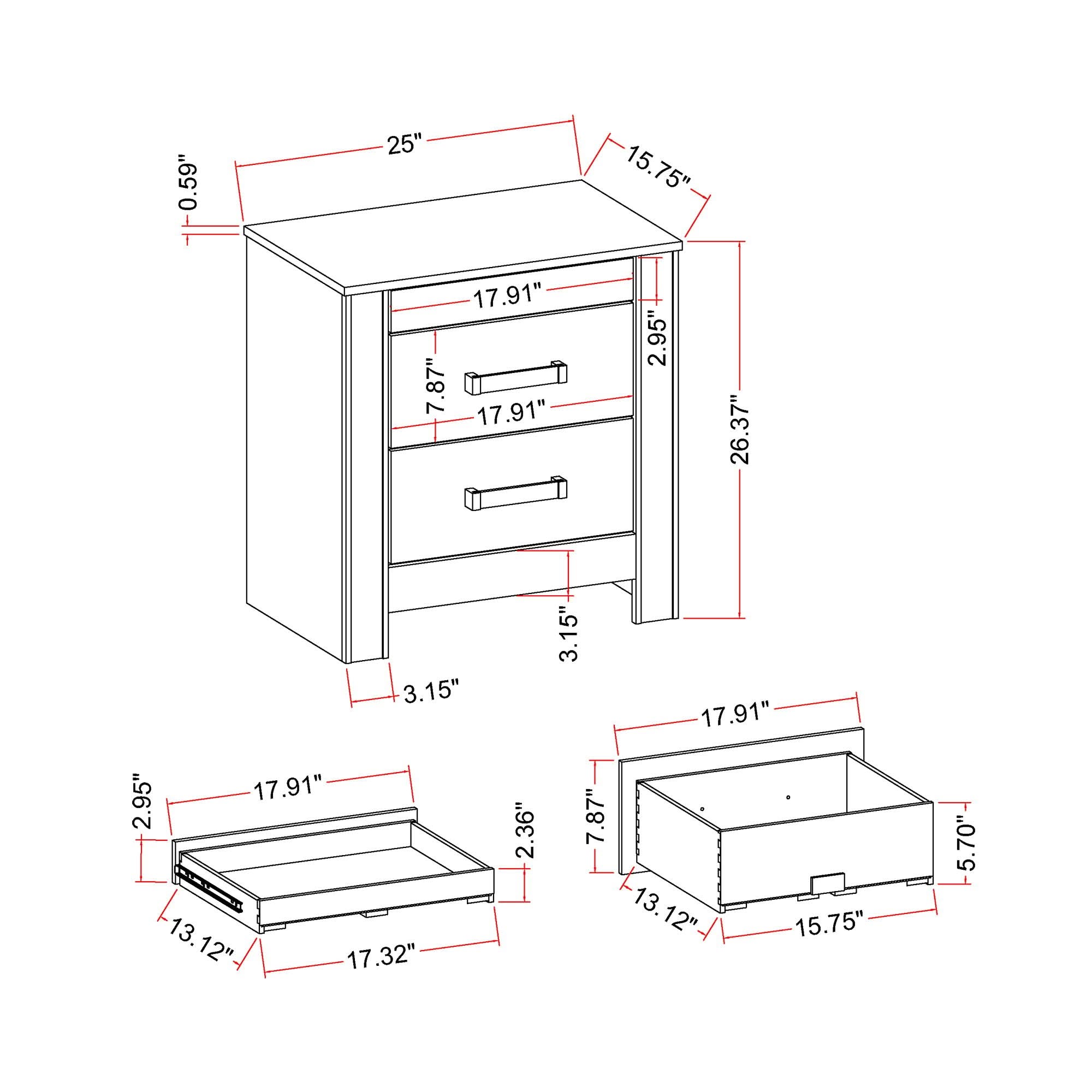 Lorenzo - Nightstand With Hidden Compartment And Handles - Silver
