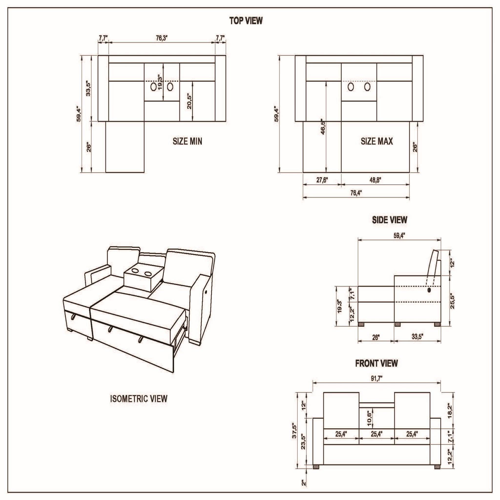 Territory - Pull Out Sofa Bed With Design - Dark Gray