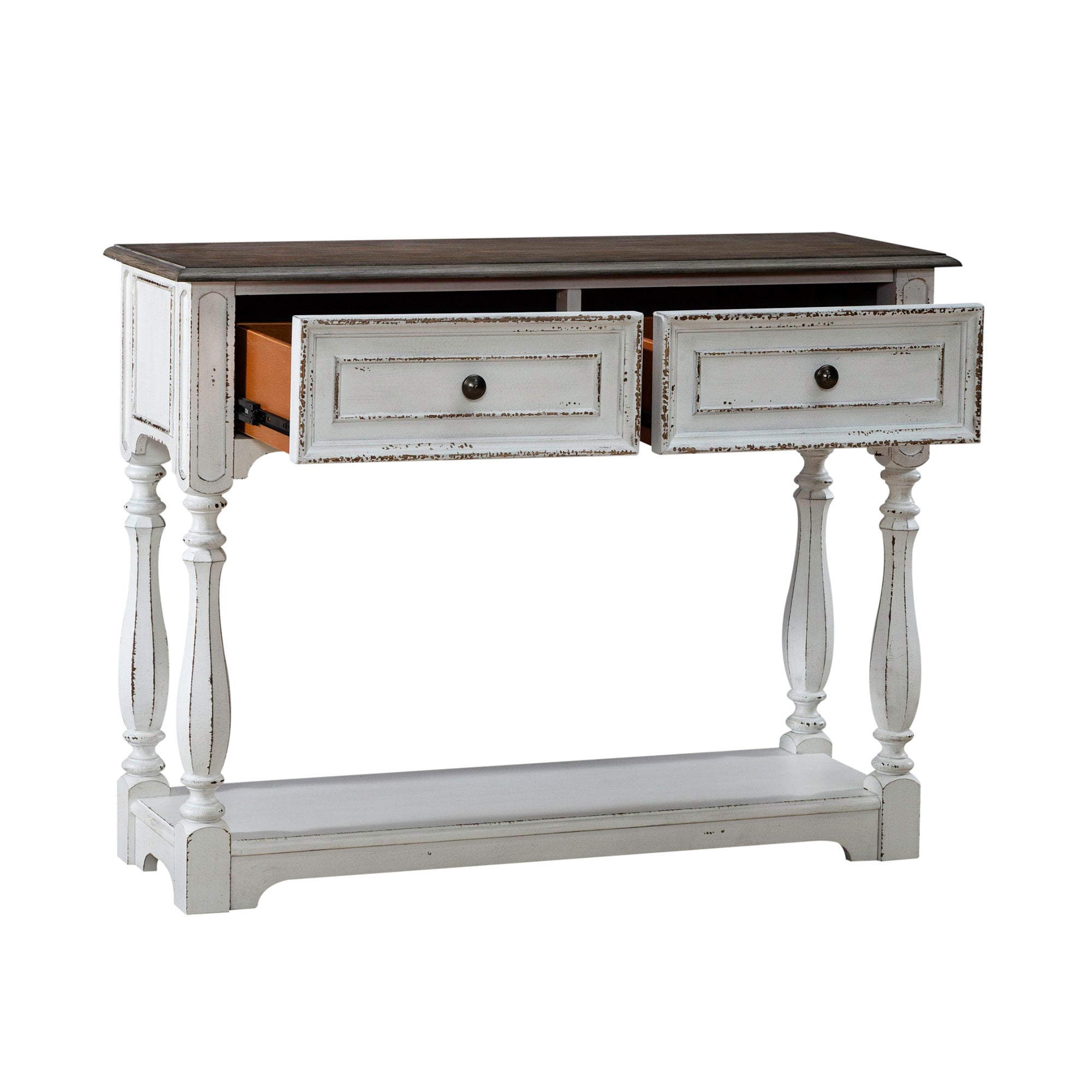 Magnolia Manor - Hall Console Bottom With Shelf For Display & Storage - Antique White