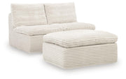 Fannin - 2 Armless Chairs With Ottoman (Set of 3) - Ivory