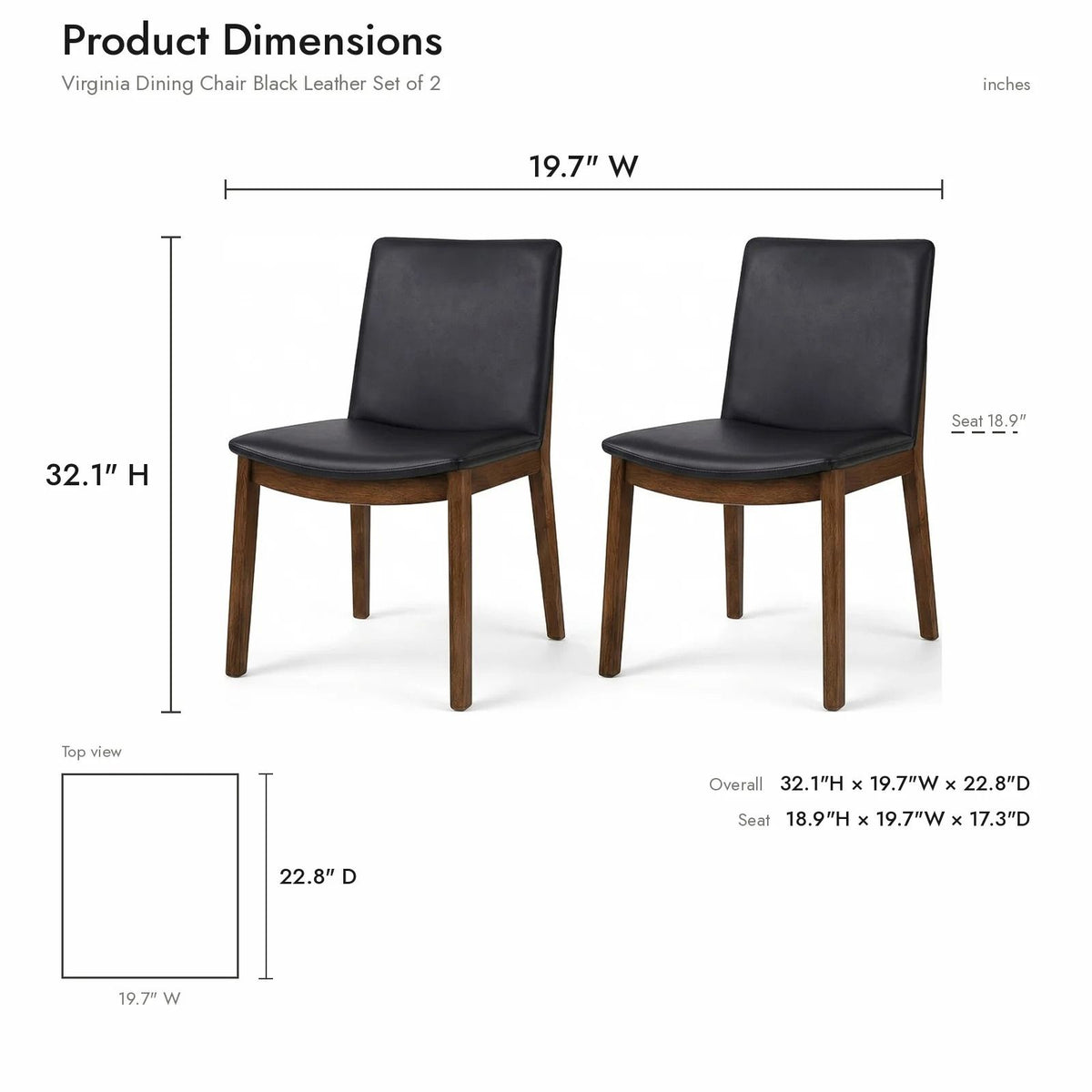 Laura - Mid-Century Modern Solid Wood Dining Chair (Set of 2)