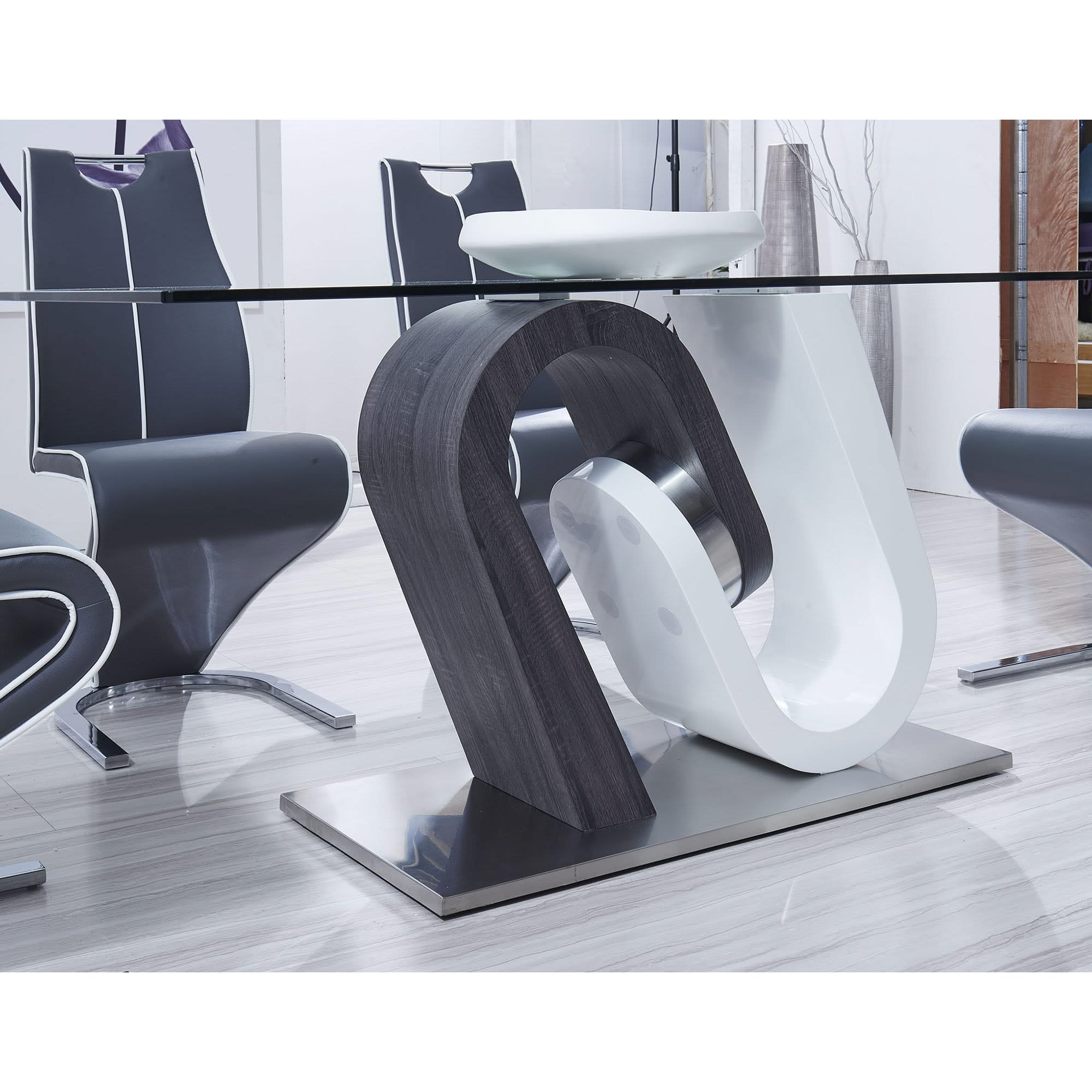 Anne - Dining Table - White / Gray