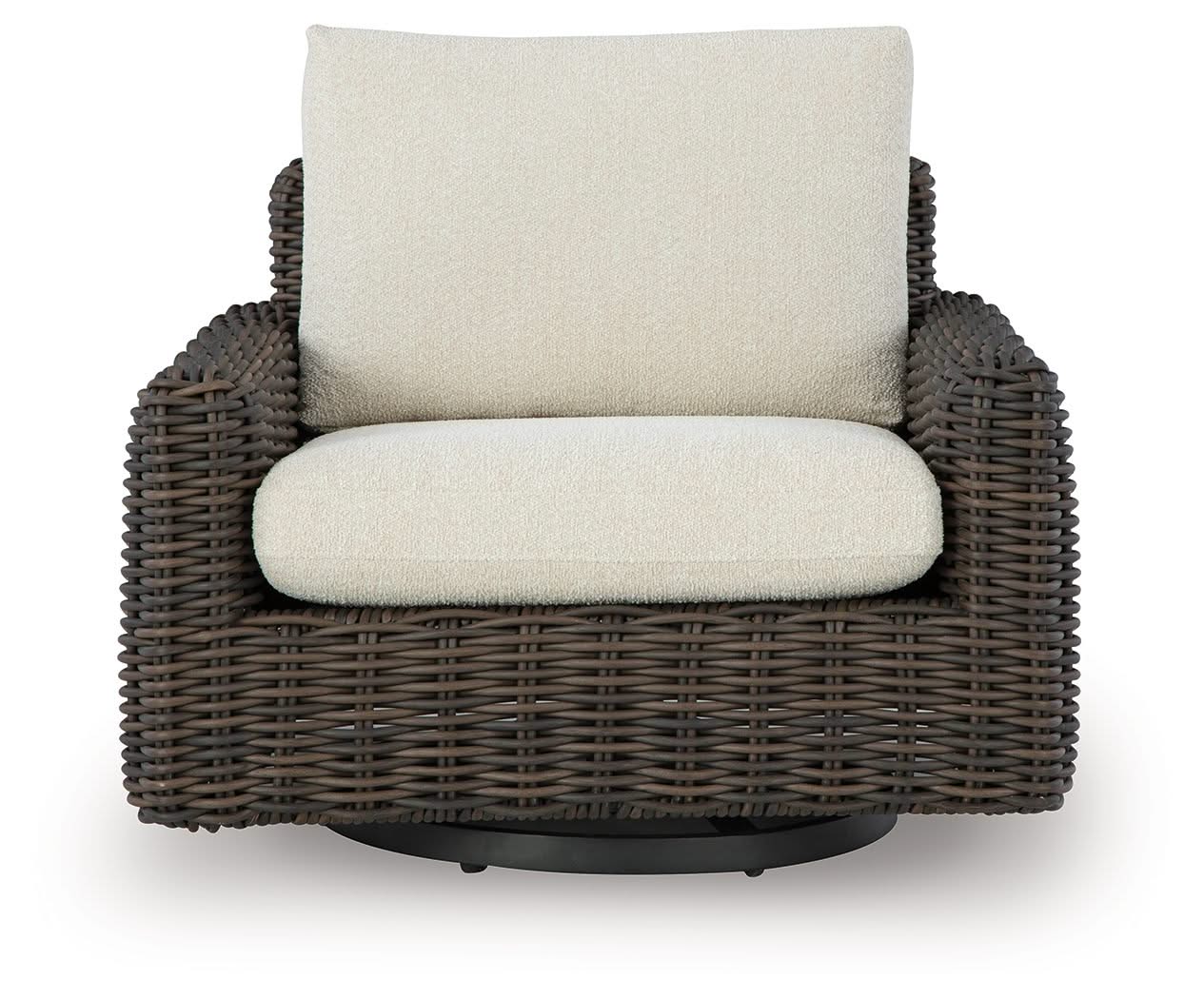 Kimora - Swivel Glider Lounge With Cushion - Beige / Dark Brown