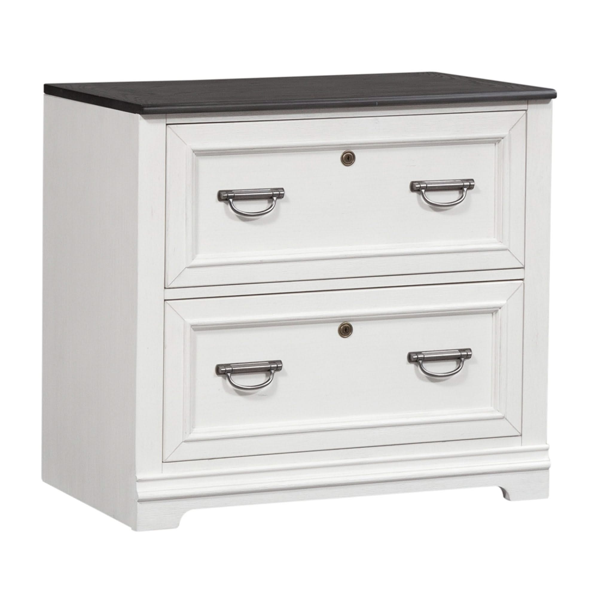 Allyson Park - Bunching Lateral File Cabinet - Wirebrushed White / Charcoal