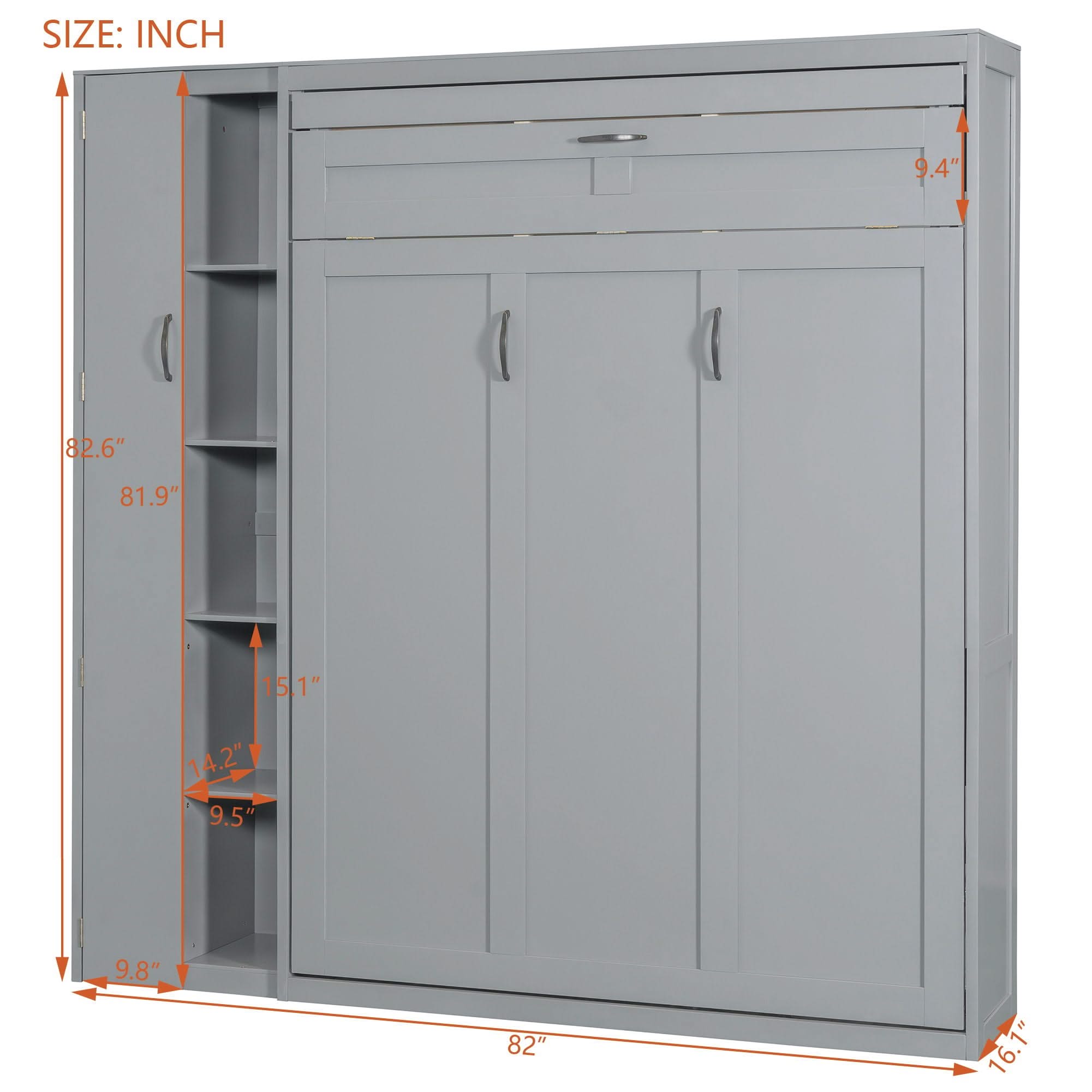 Murphy Wall Bed With Shelves, Wardrobe And LED Lights