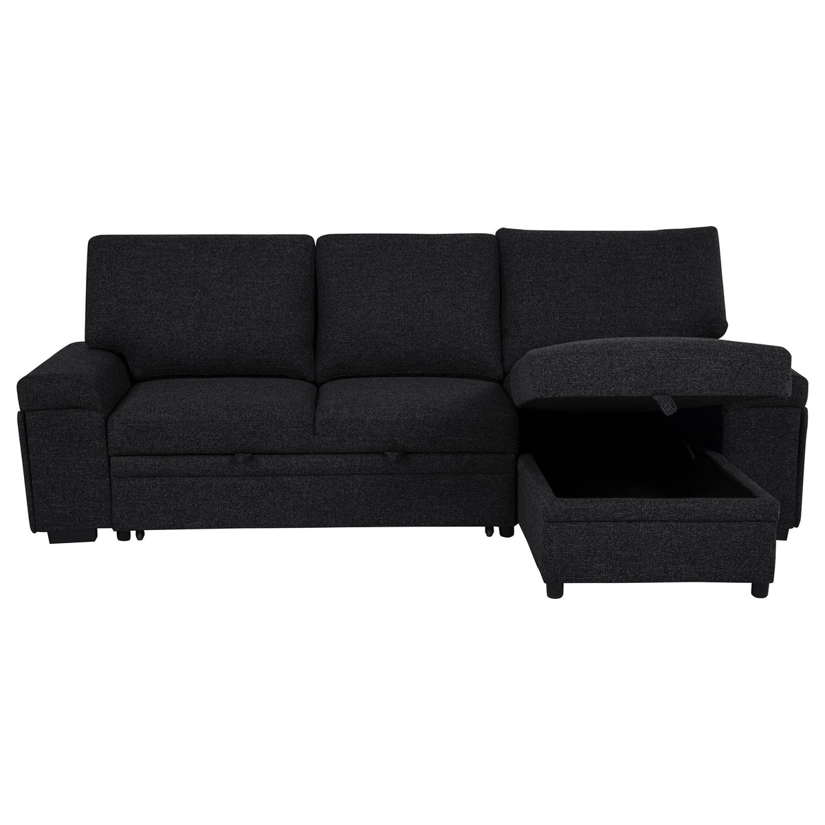 Demko Sleeper Sectional Sofa with Speaker and Storage Chaise Black