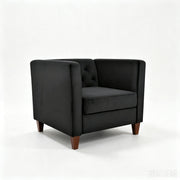 Button Tufted Accent Chair, Square Arms