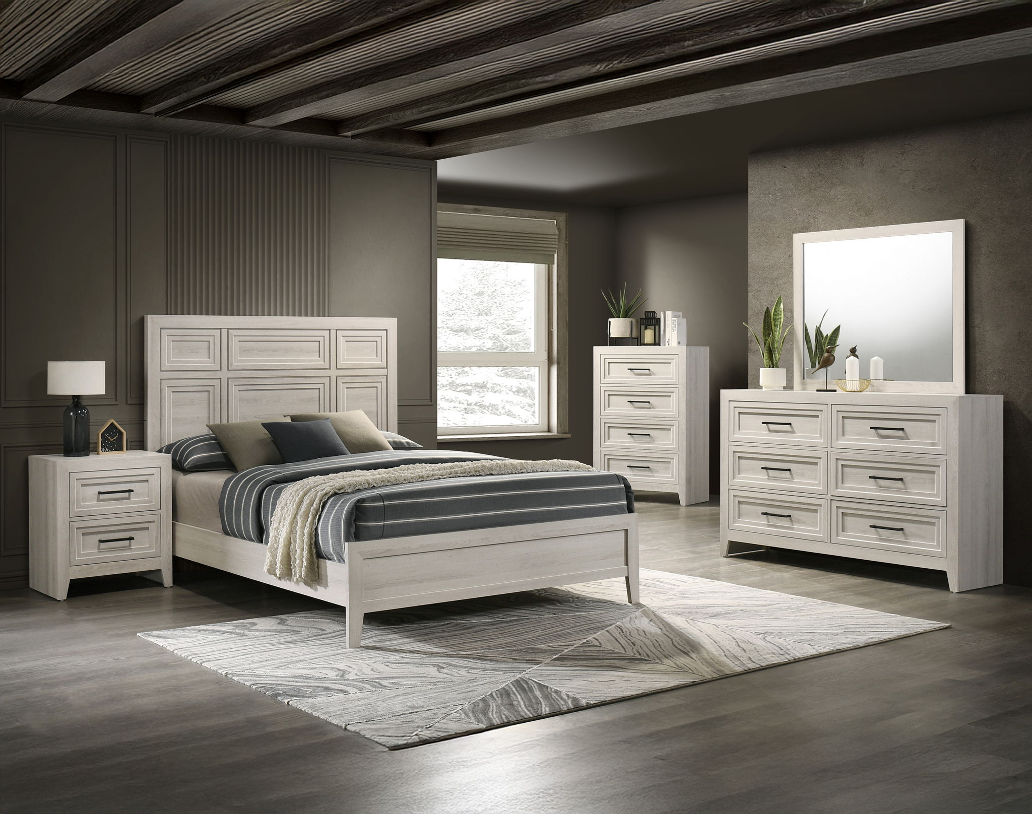 Lorraine - Queen Bed - Antique White