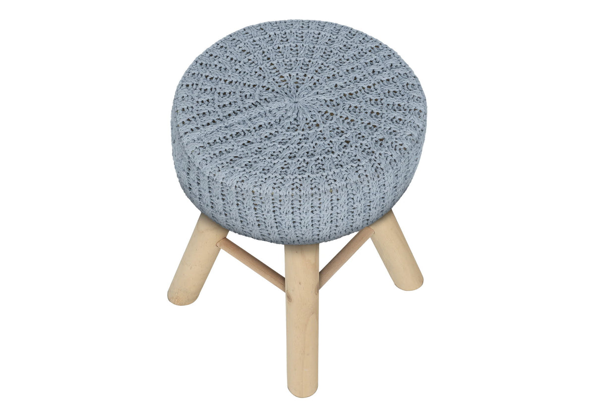Ottoman, Pouf, Footrest, Foot Stool, Round, Natural Wood Legs, Contemporary, Modern