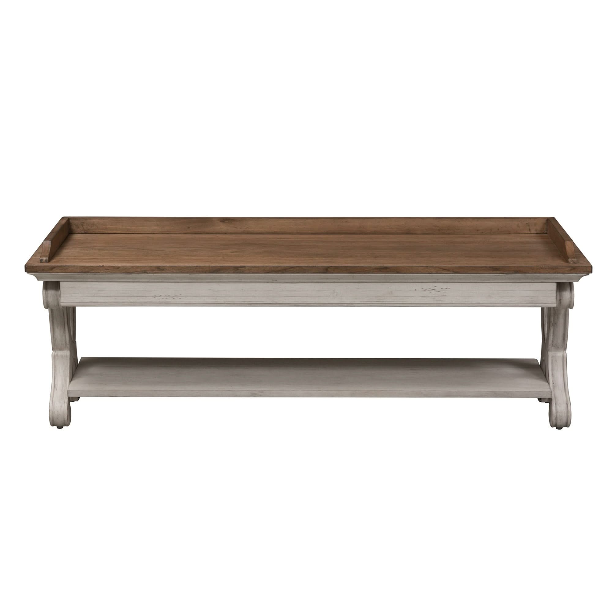 Farmhouse Reimagined - Bed Bench - Antique White / Chestnut Tops