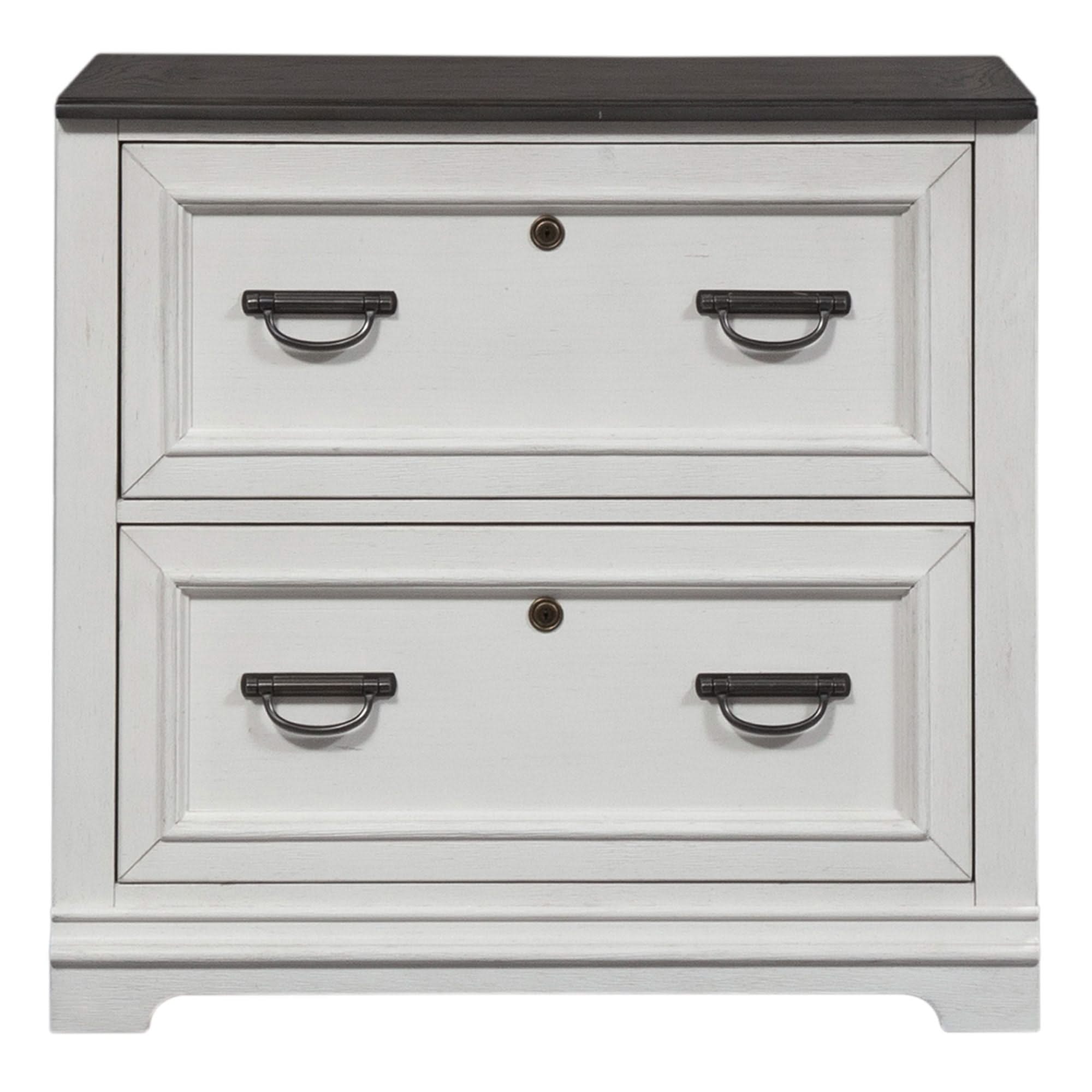 Allyson Park - Bunching Lateral File Cabinet - Wirebrushed White / Charcoal