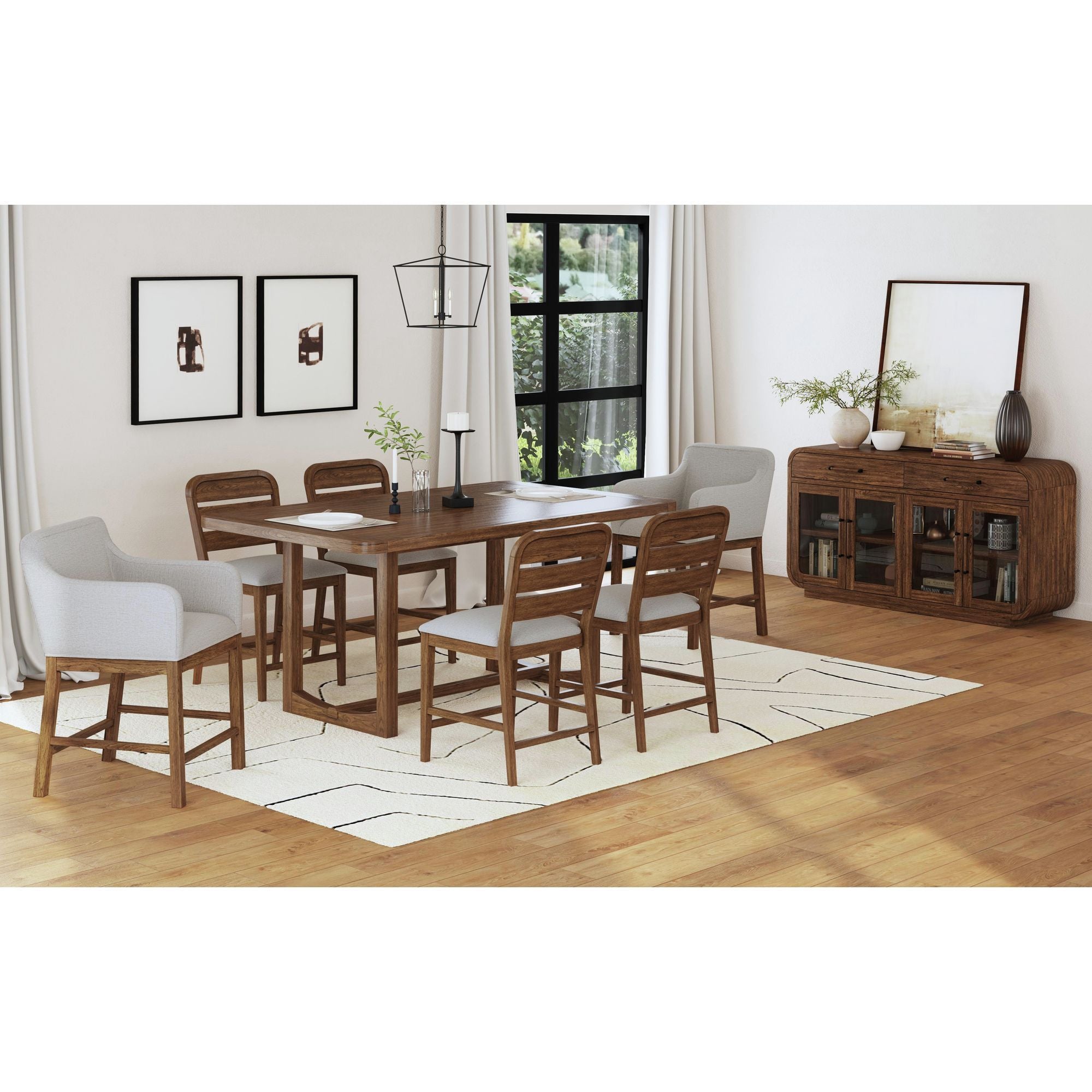 Glinda - Fabric Counter Chair (Set of 2) - Brown / Light Gray