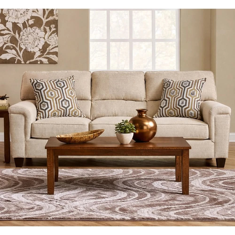 Dante Almond Beige Sofa with Plush Chenille Upholstery and Supportive Cushions