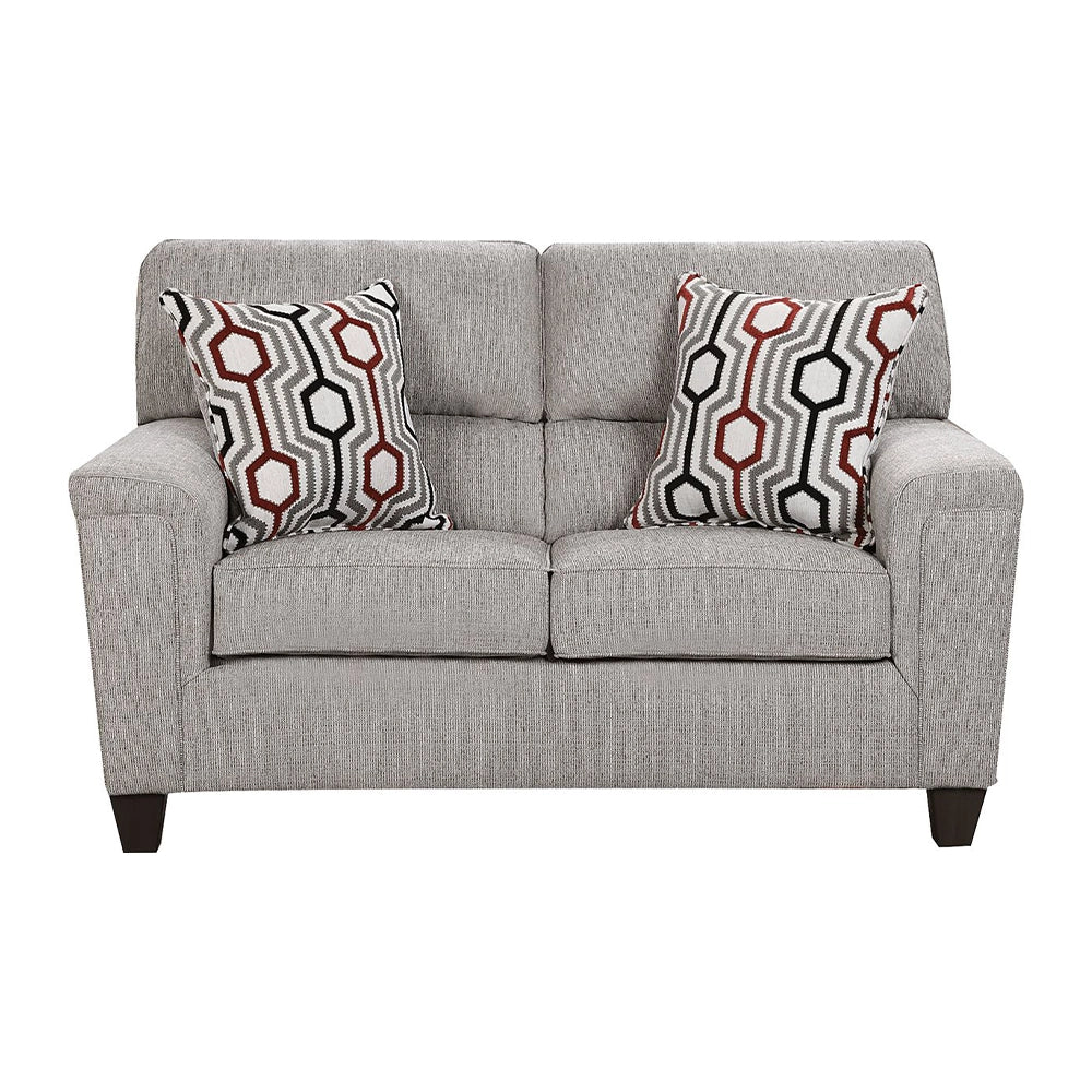 Dante Concrete Gray Contemporary Sofa and Loveseat Living Room Set with Accent Pillows