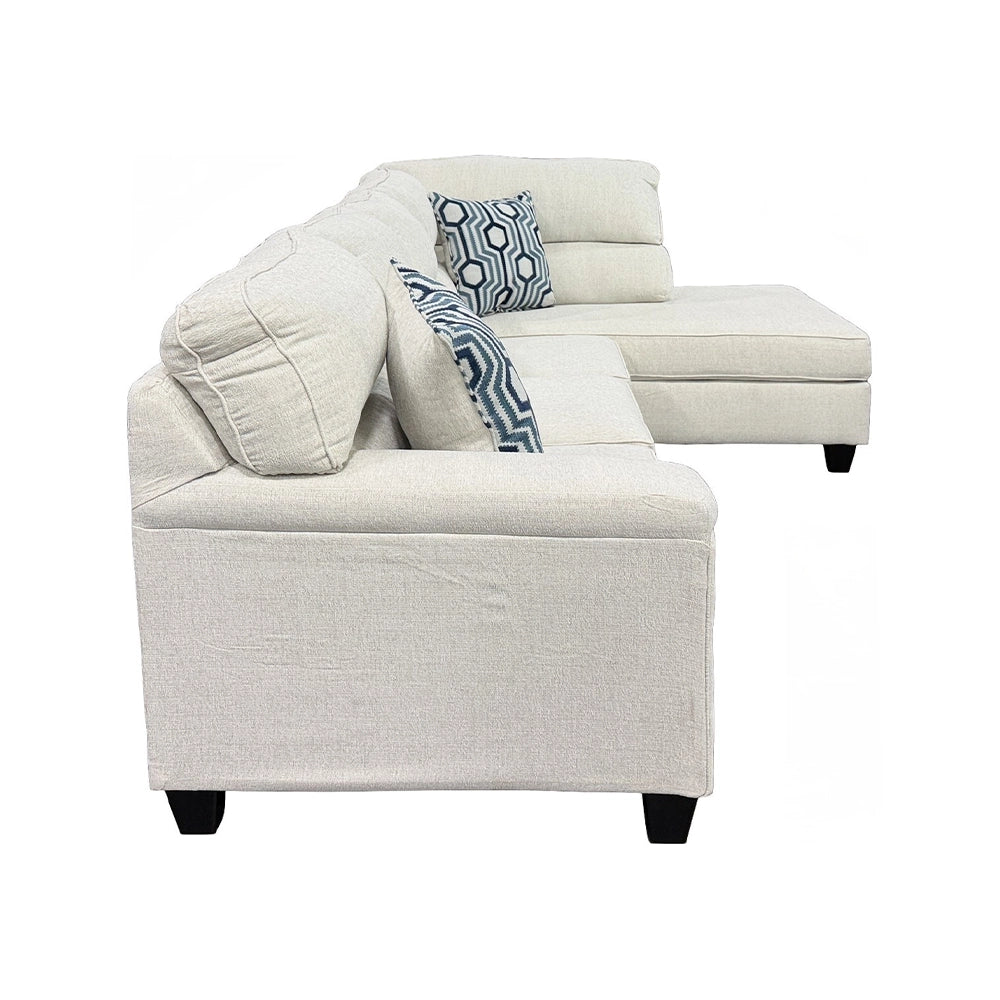 Dante Dusk Light Beige 2PC Sectional with Chaise and Accent Pillows