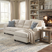 Dante Dusk Light Beige 2PC Sectional with Chaise and Accent Pillows