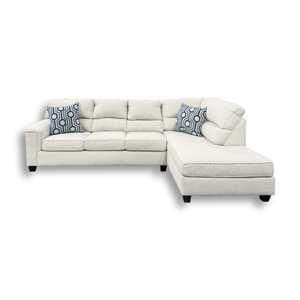 Dante Dusk Light Beige 2PC Sectional with Chaise and Accent Pillows
