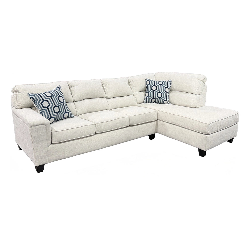 Dante Dusk Light Beige 2PC Sectional with Chaise and Accent Pillows