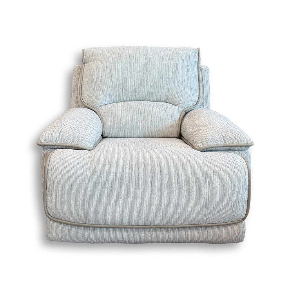 Davenport Taupe Oversized Power Recliner with Power Headrest