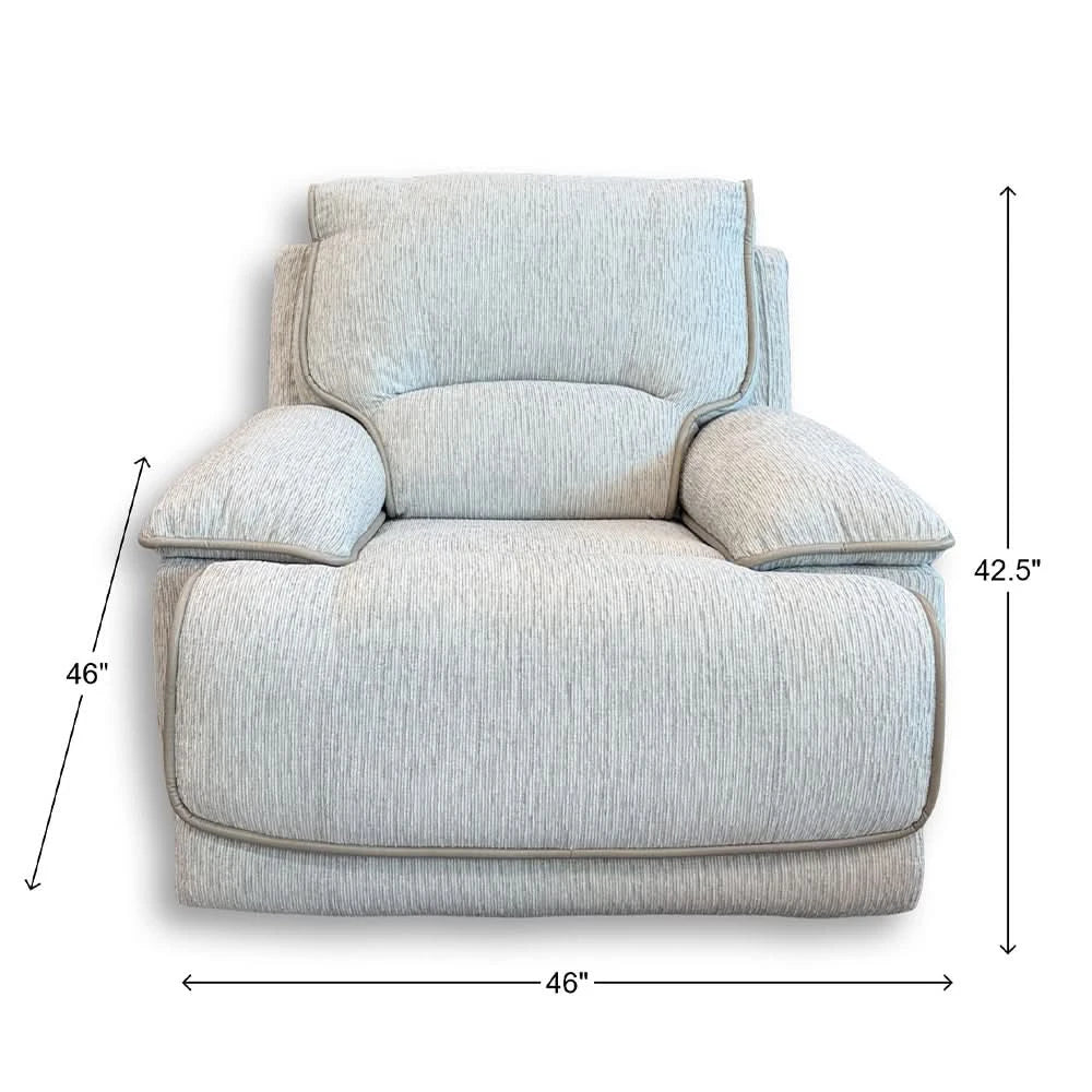 Davenport Taupe Oversized Power Recliner with Power Headrest