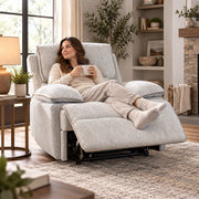 Davenport Taupe Oversized Power Recliner with Power Headrest