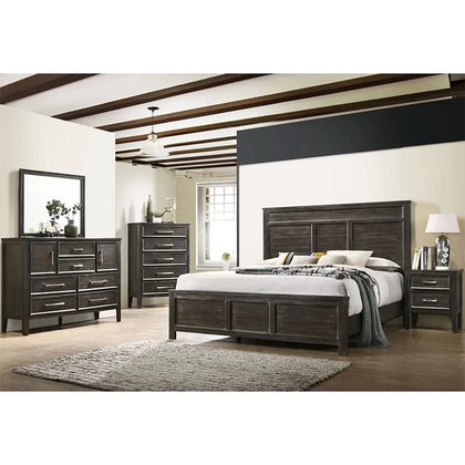 Davidson Nutmeg Brown 5 Piece Bedroom Set with Modern Rustic Design