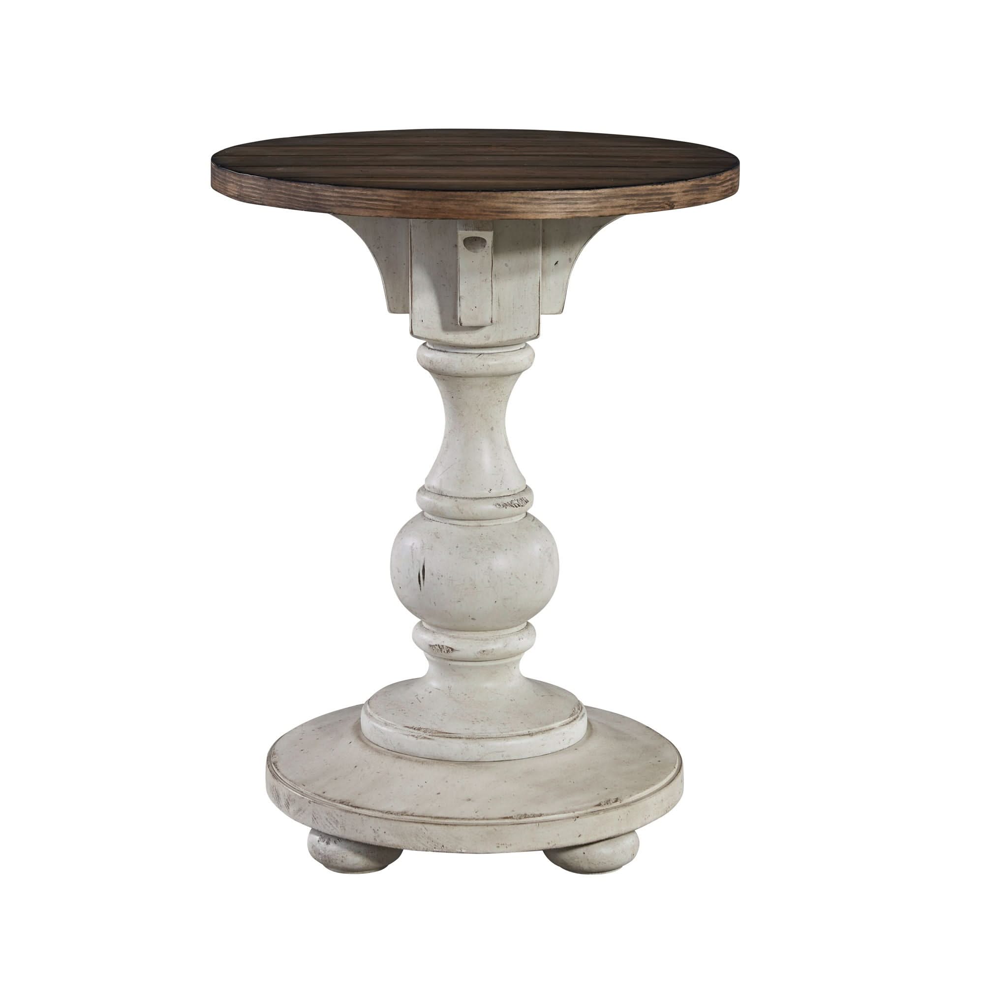 Morgan Creek - Chair Side Table - Antique White / Wirebrushed Tobacco Accents